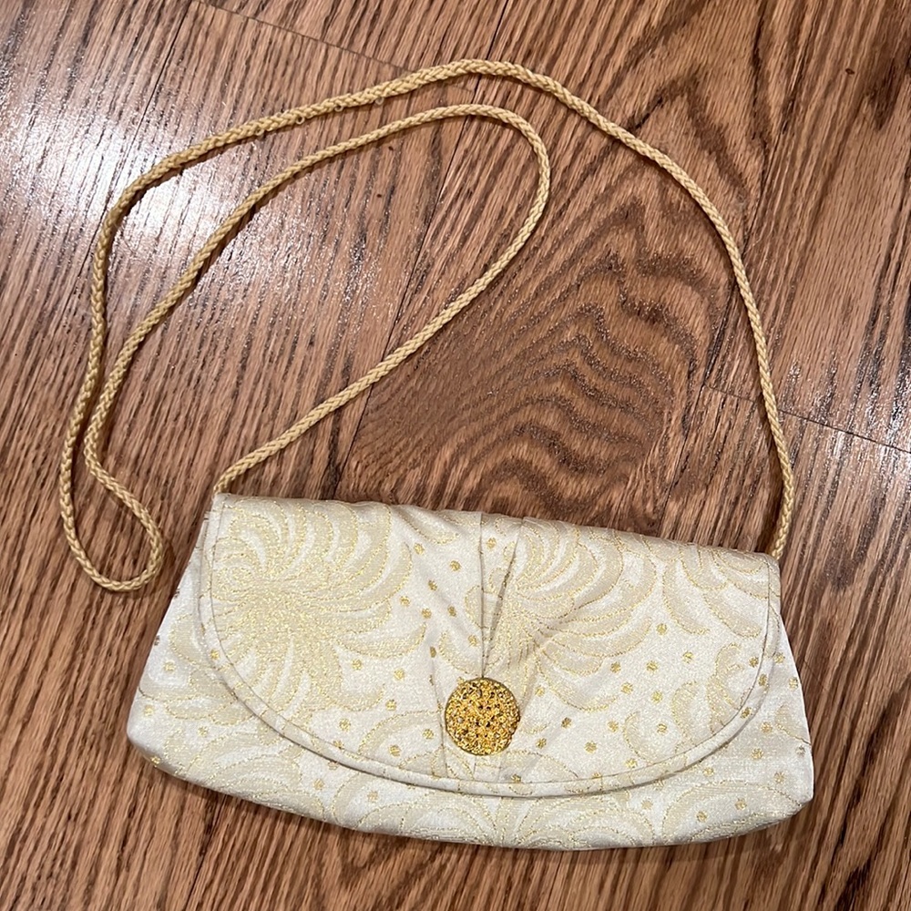 Cream and Gold Shoulder/Clutch Bag